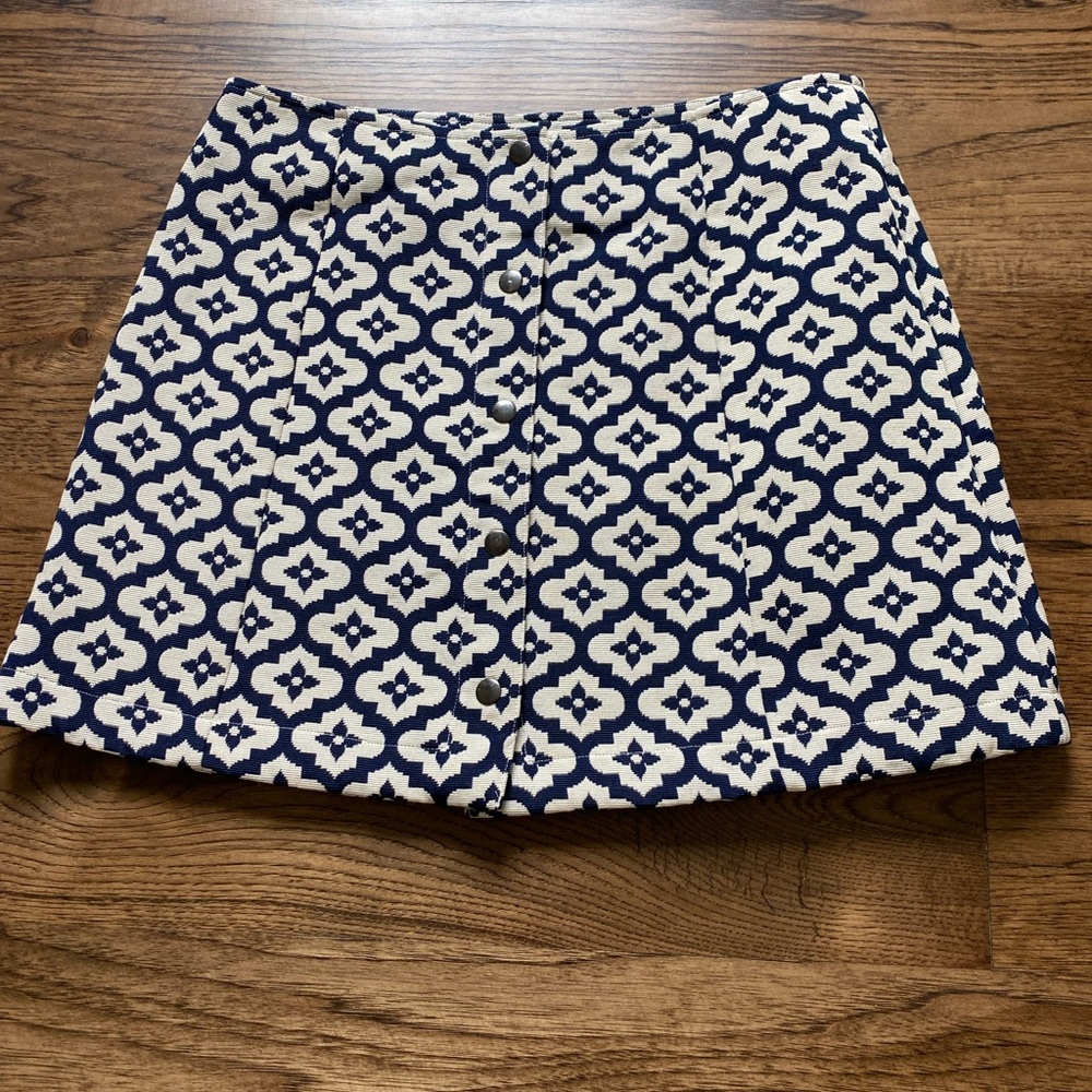 Topshop Navy and White Patterned Women's Skirt